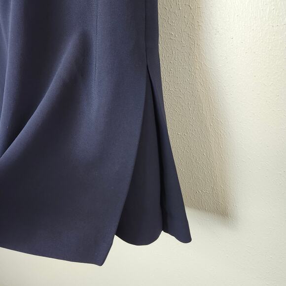 Theory Women's Sleeveless Lined Sheath Dress Navy Edge Trim Size 6 Knee Length - Picture 7 of 15